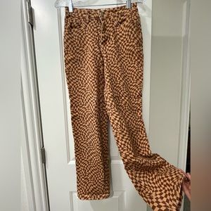 checkered jean pants